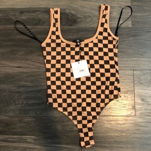 Nude checkered bodysuit